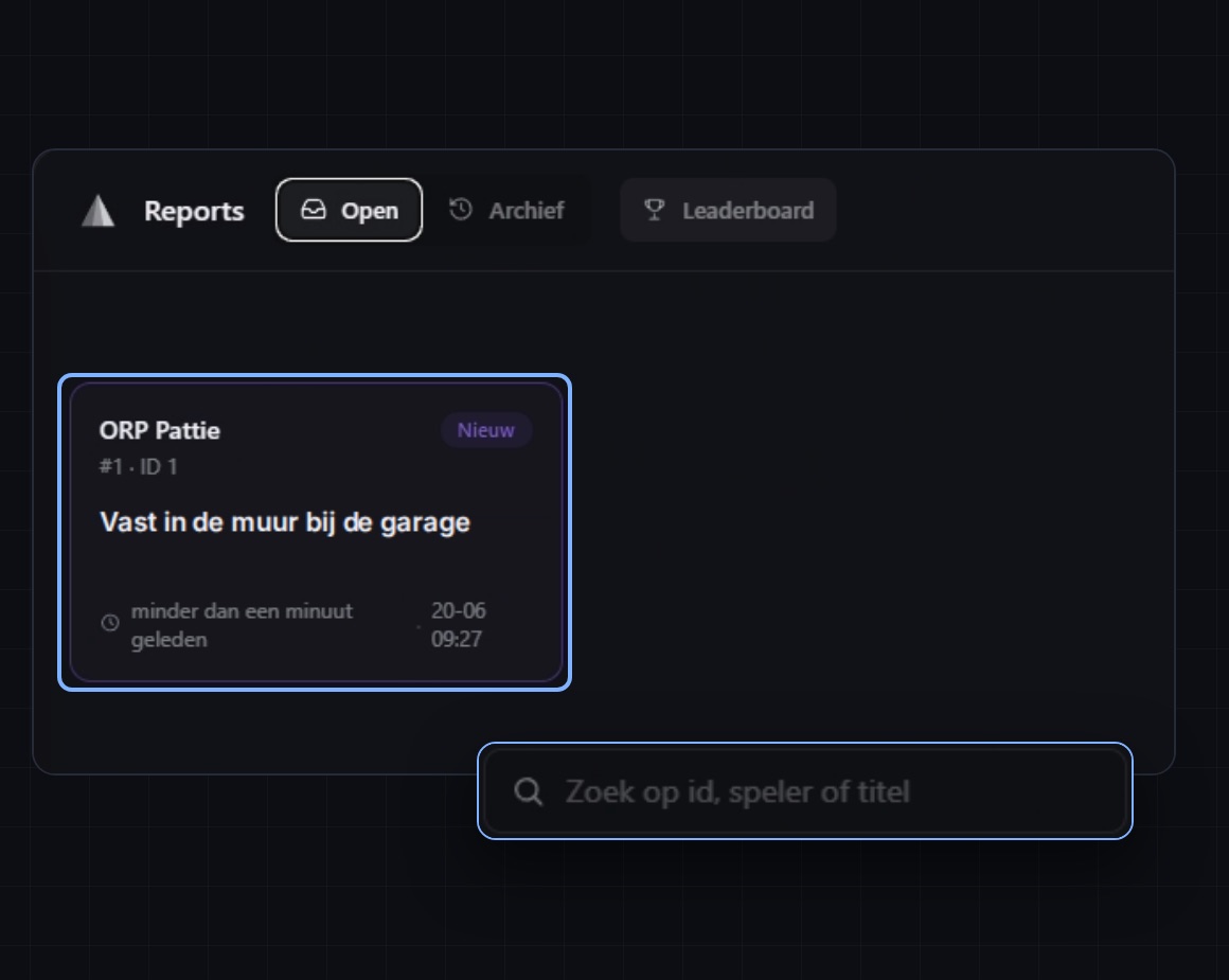 The staff inbox with a new report and the search field